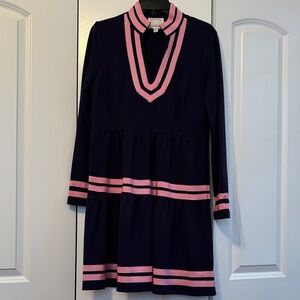 Sail to Sable tiered Dress in Navy Blue and Pink, medium